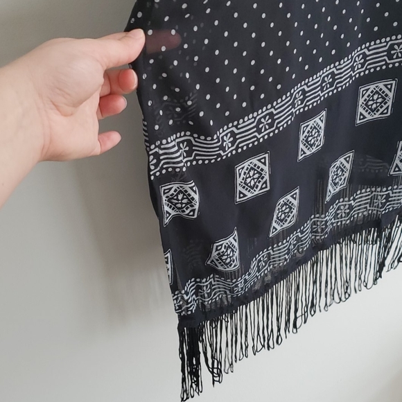 Black spaghetti strap polkadot dress with fringe - Picture 4 of 6